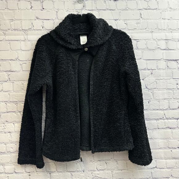 Patagonia Synchilla Black Fleece Curly Q Shawl Collar Jacket Full Zip Medium - Picture 6 of 7